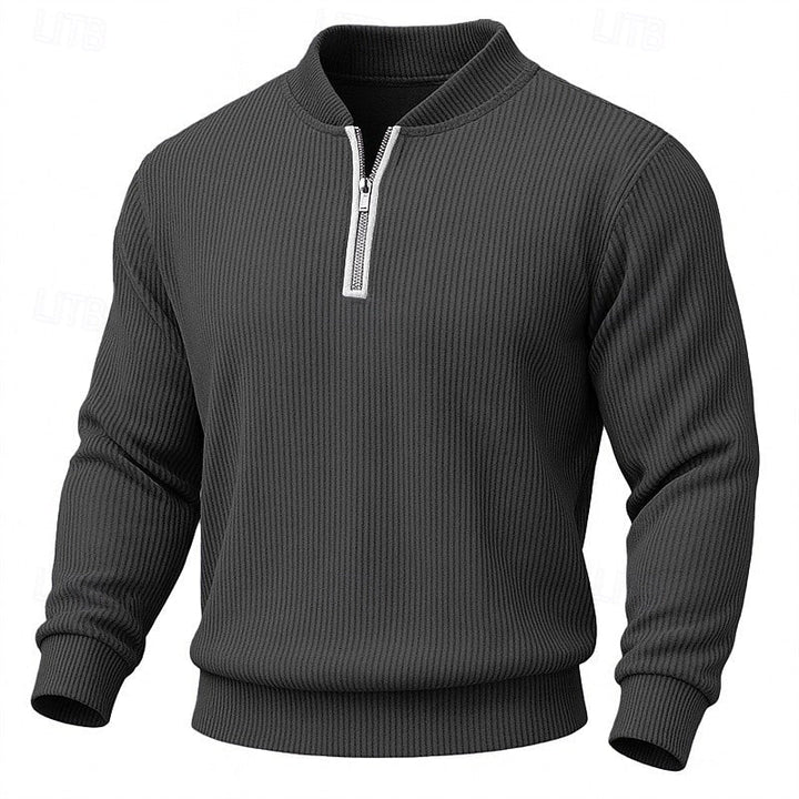 Ribbed Quarter-Zip Pullover