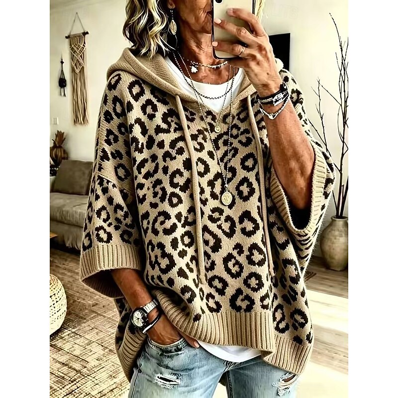 Animal Print Hooded Sweater