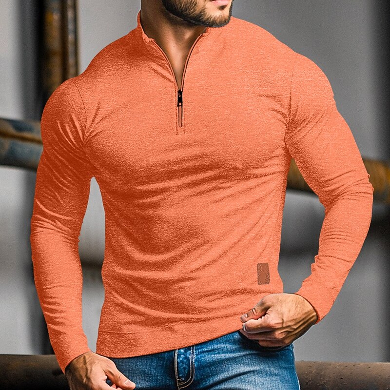Quarter-Zip Long-Sleeve Polo Shirt