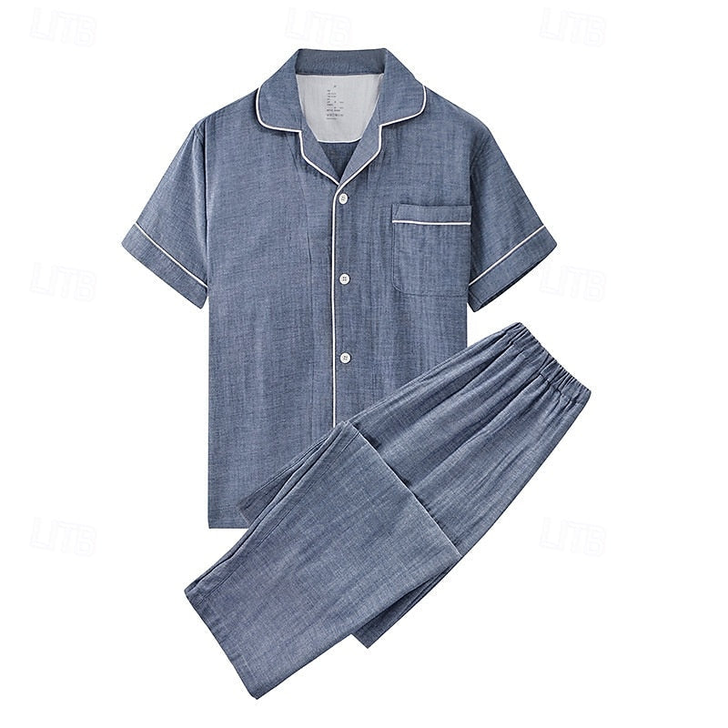 Relaxed Lapel Two-Piece Pajama Set