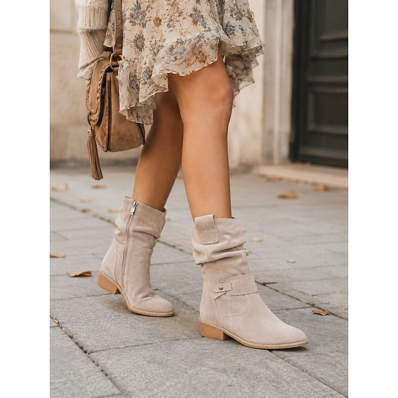 Slouchy Buckle Ankle Boots