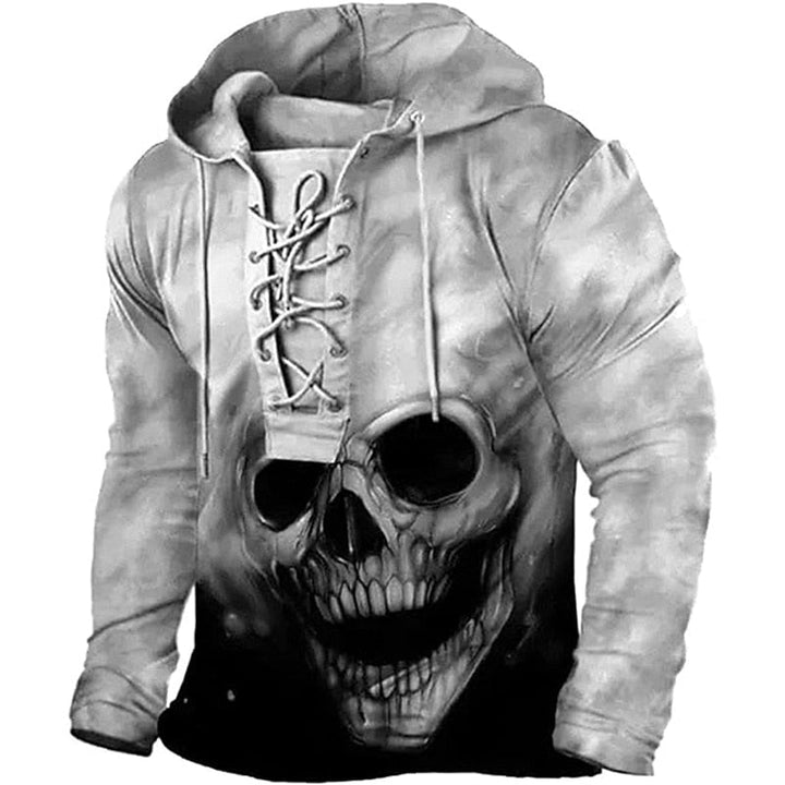 Halloween Lace-Up Skull Hoodie