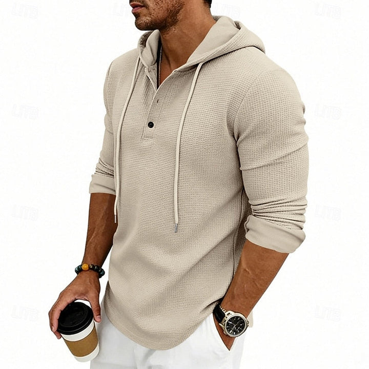 Relaxed Hooded Henley Shirt