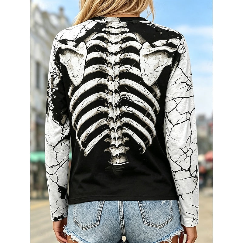 Halloween Skeleton Long Sleeve Top