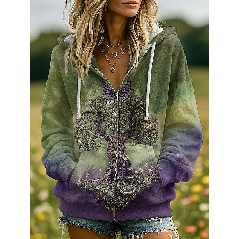 Nature-Inspired Zip-Up Hoodie