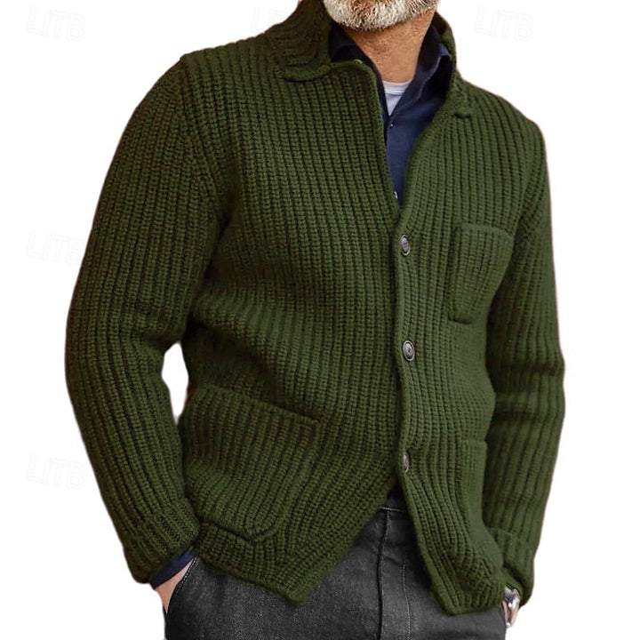 Ribbed Stand-Collar Cardigan