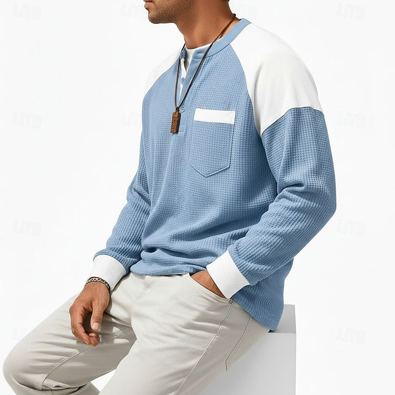 Colorblock Long-Sleeve Henley