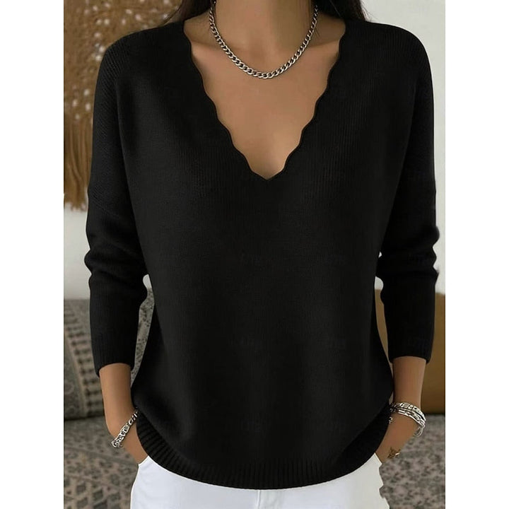 Scalloped V-Neck Halloween Sweater