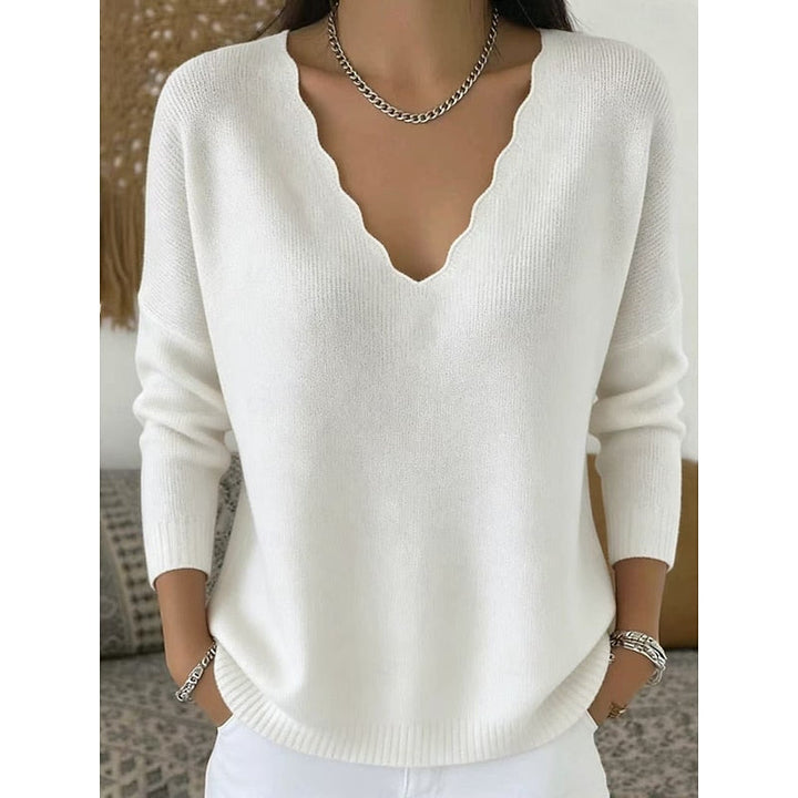 Scalloped V-Neck Halloween Sweater