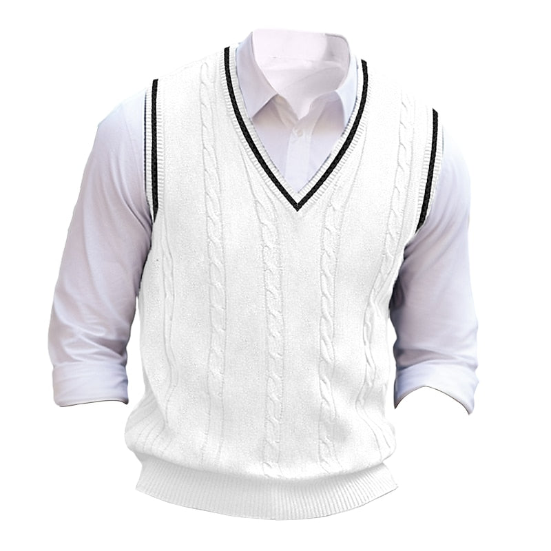 Cable-Knit V-Neck Sweater Vest