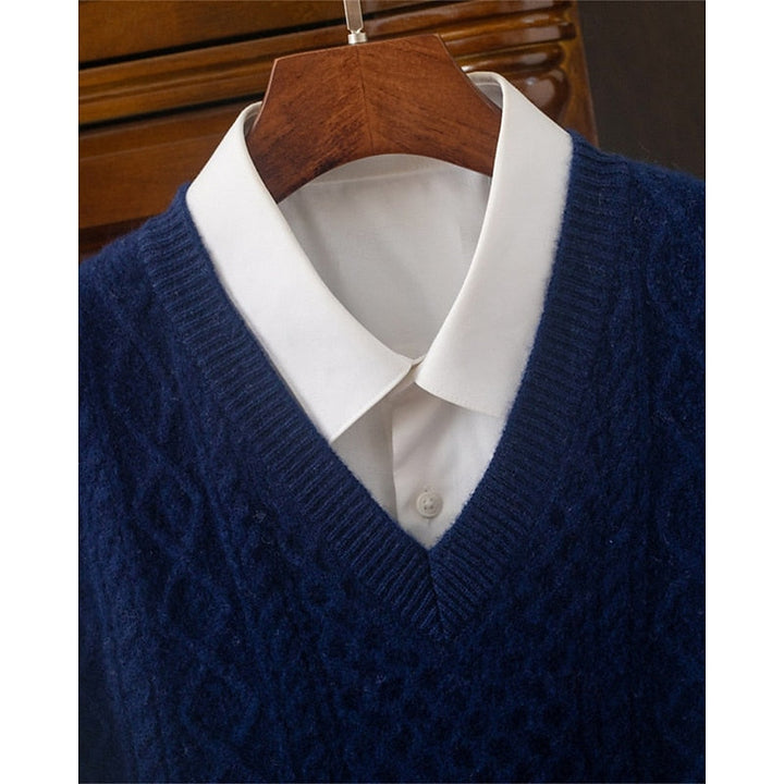 Cable-Textured V-Neck Sweater Vest
