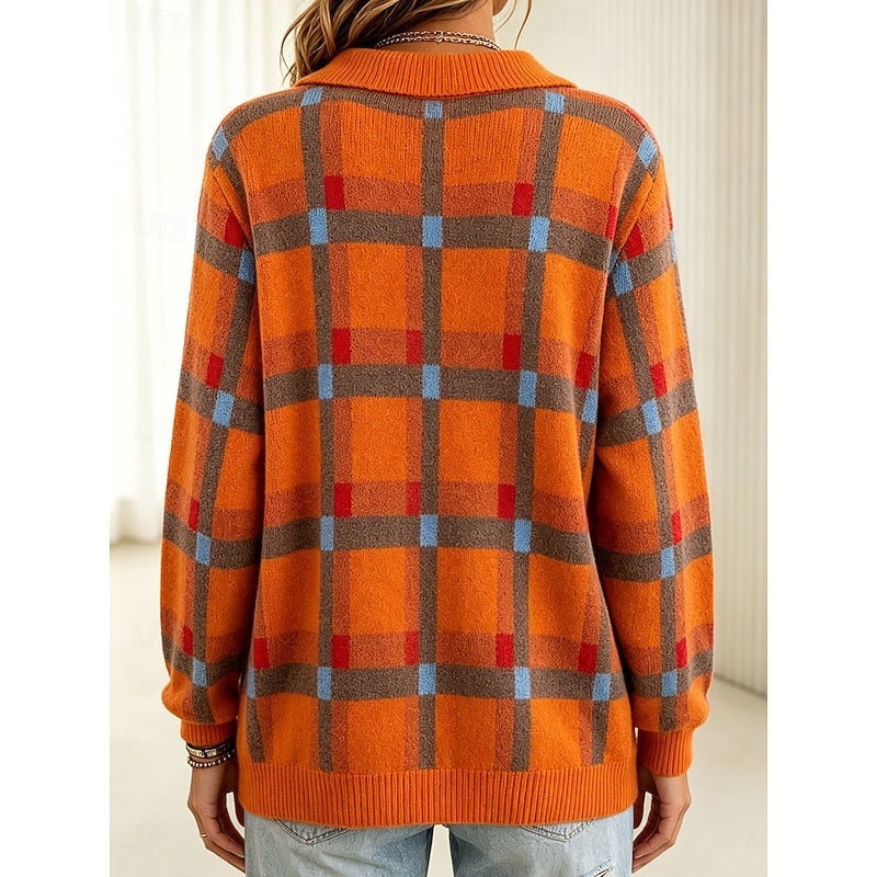 Classic Plaid Button Cardigan