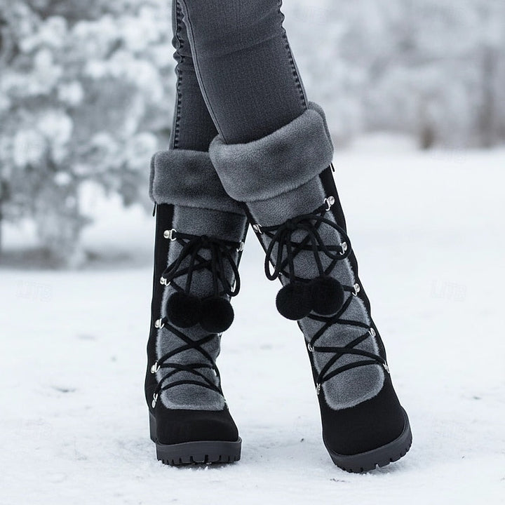 Lace-Up Winter Boots with Faux Fur