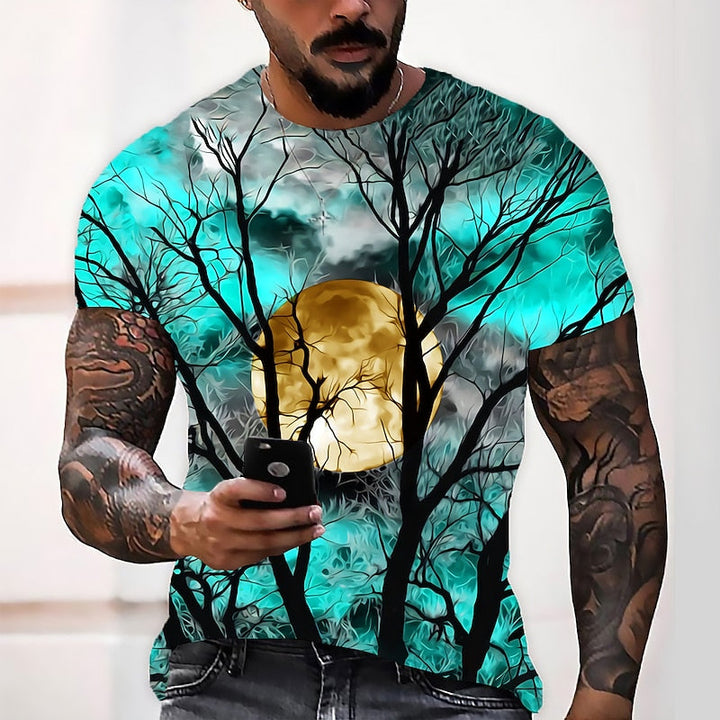 Halloween Moon Graphic Crew Neck T-Shirt