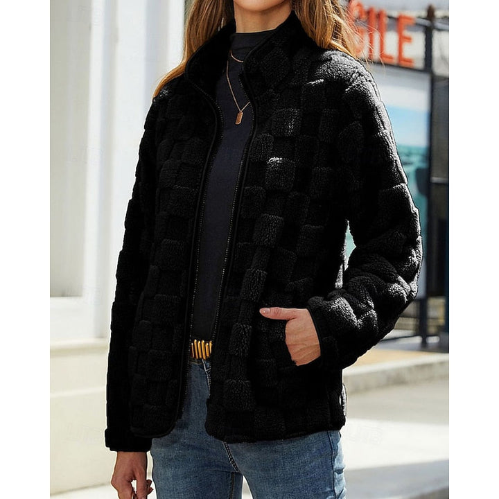 Textured Stand-Collar Zip Coat