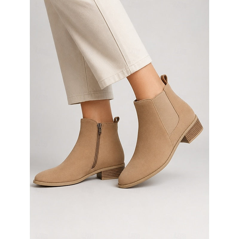 Pointed-Toe Block Heel Ankle Boots