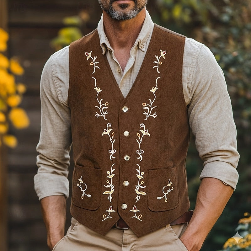 Embroidered Single-Breasted Vest