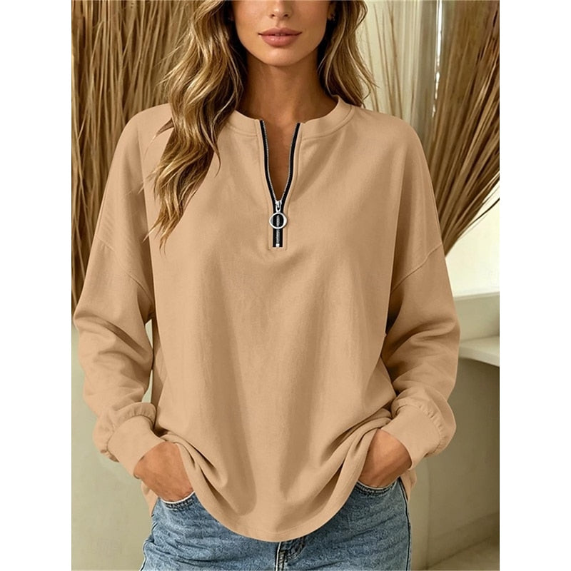 Relaxed Quarter-Zip Top