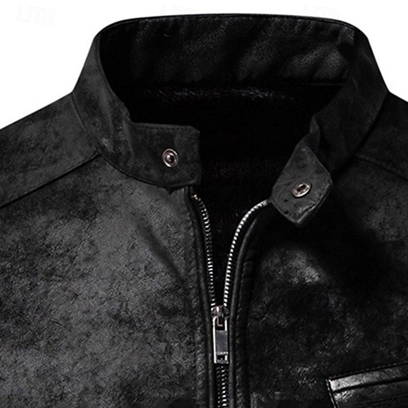 Classic Stand-Collar Biker Jacket