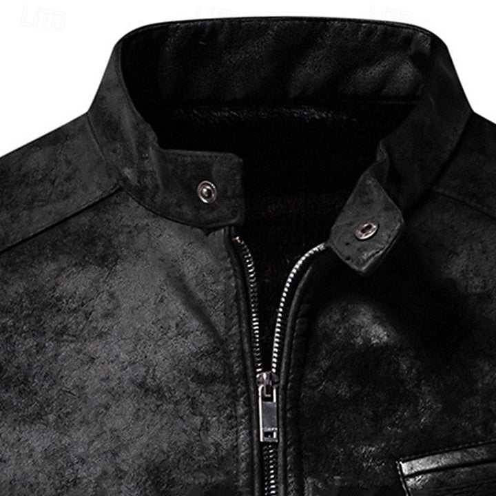 Classic Stand-Collar Biker Jacket