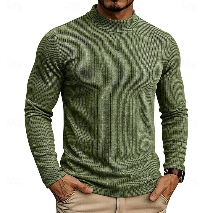 Ribbed Mock-Neck Top