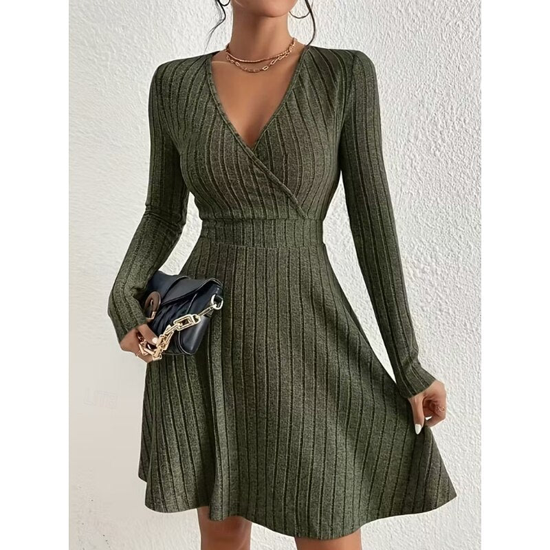 Wrap-Neck A-Line Dress