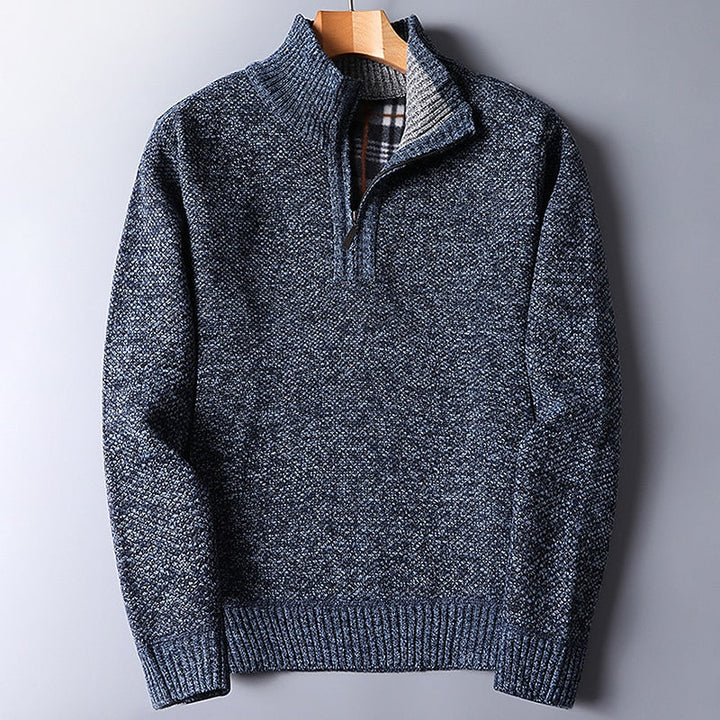 Quarter-Zip Stand Collar Sweater