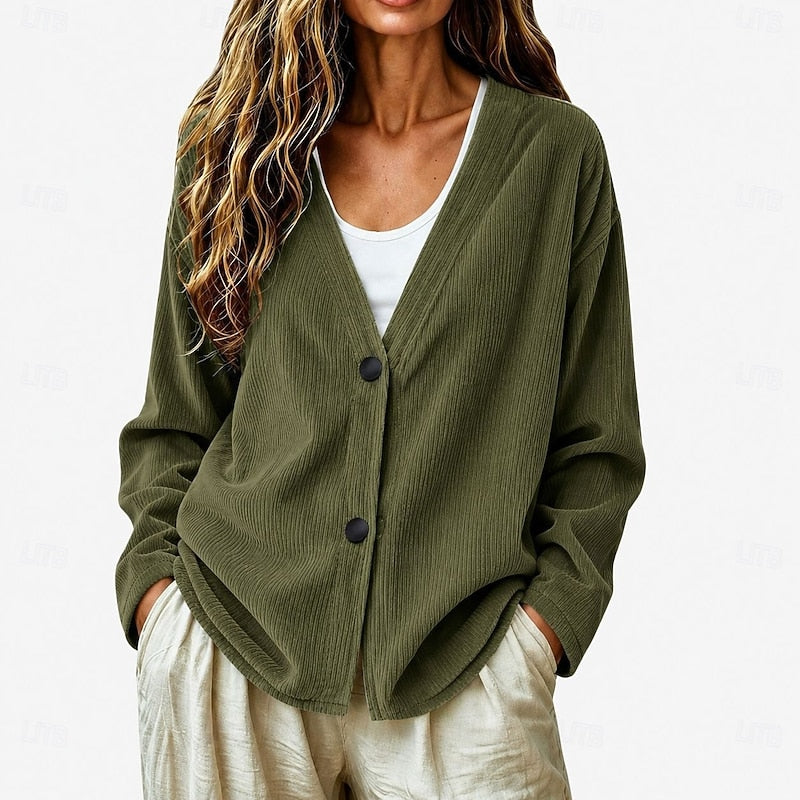 Relaxed V-Neck Button Cardigan
