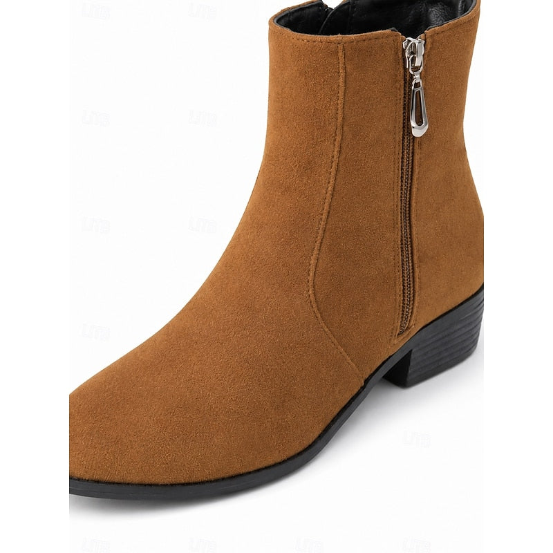 Side-Zip Block Heel Ankle Boots