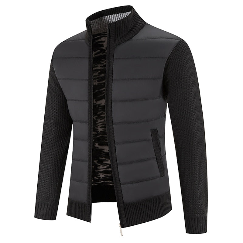Zip-Front Stand Collar Cardigan
