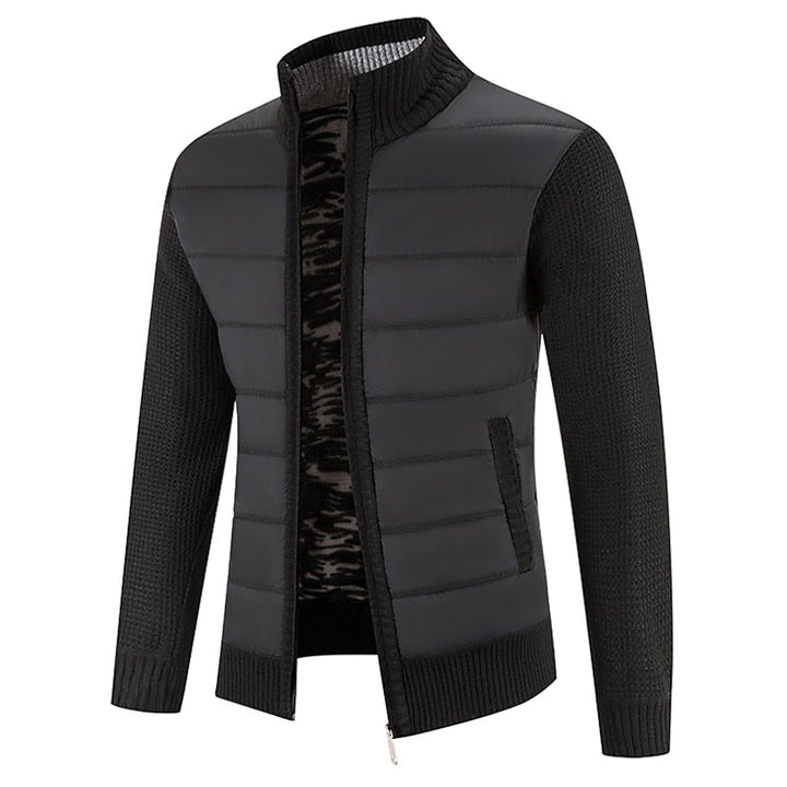 Zip-Front Stand Collar Cardigan