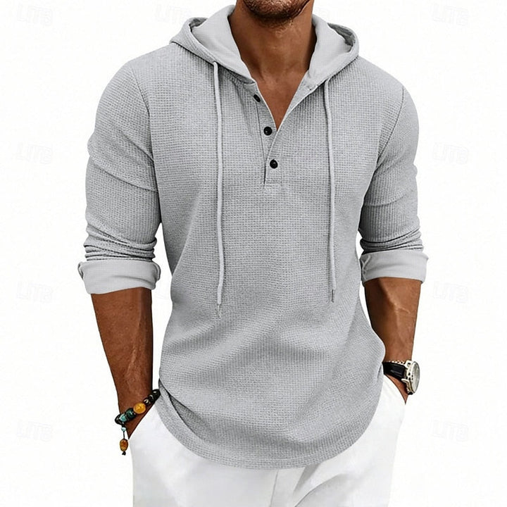 Relaxed Hooded Henley Shirt
