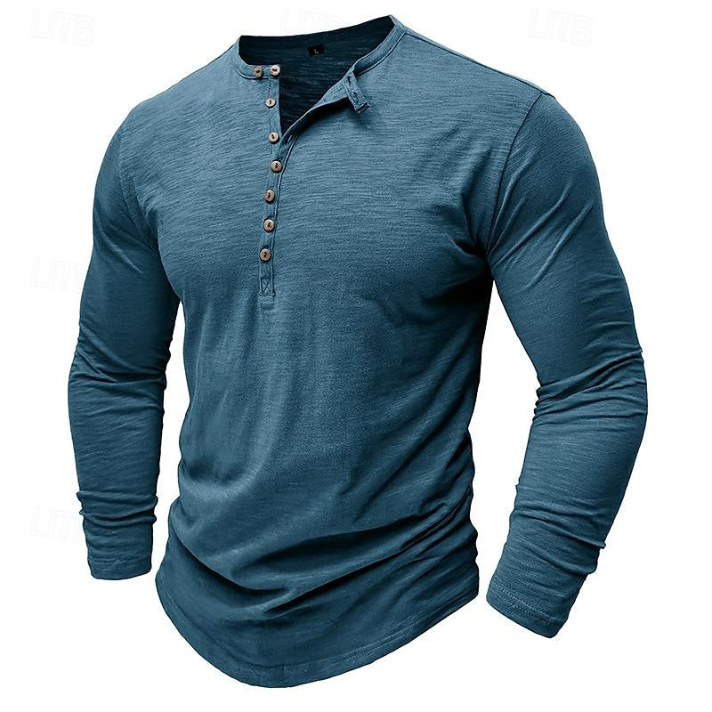 Classic Long-Sleeve Henley Shirt