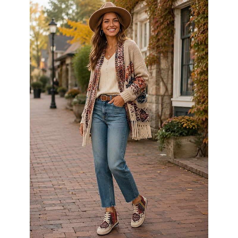 Boho Patterned High-Top Sneakers