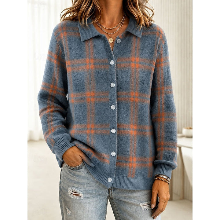 Classic Plaid Button Cardigan