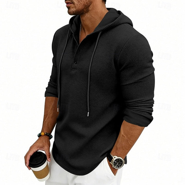 Relaxed Hooded Henley Shirt