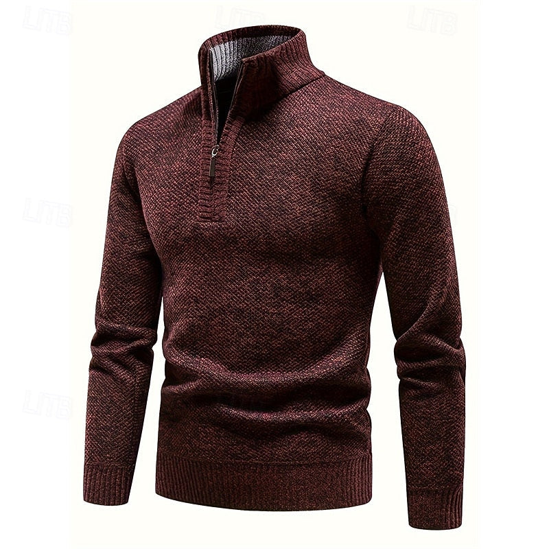 Quarter-Zip Stand-Collar Sweater