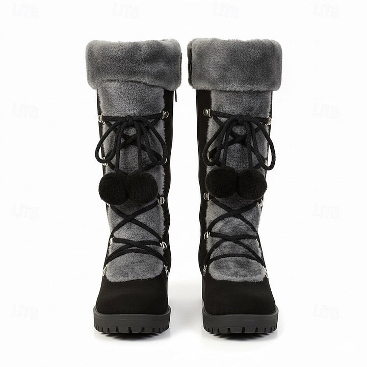 Lace-Up Winter Boots with Faux Fur