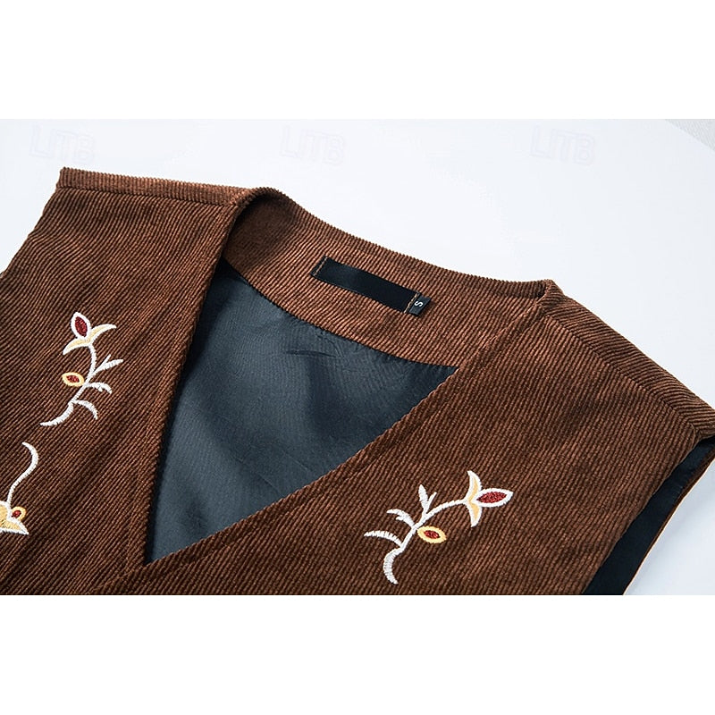 Embroidered Single-Breasted Vest