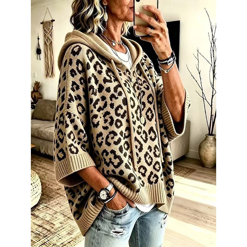 Animal Print Hooded Sweater