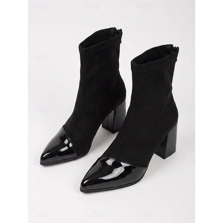 Cap-Toe Chunky Heel Ankle Boots
