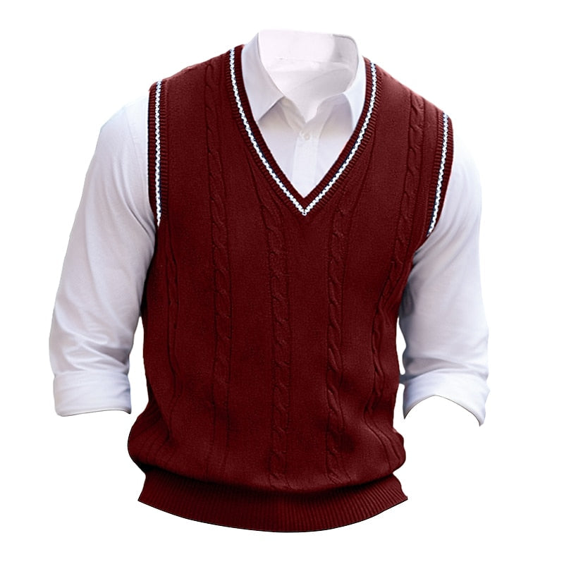 Cable-Knit V-Neck Sweater Vest