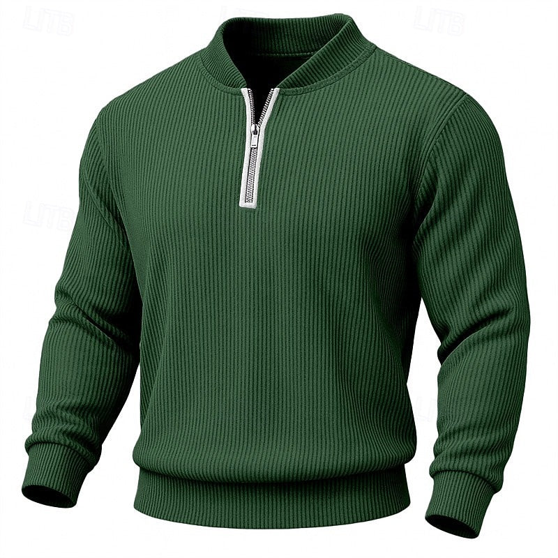 Ribbed Quarter-Zip Pullover