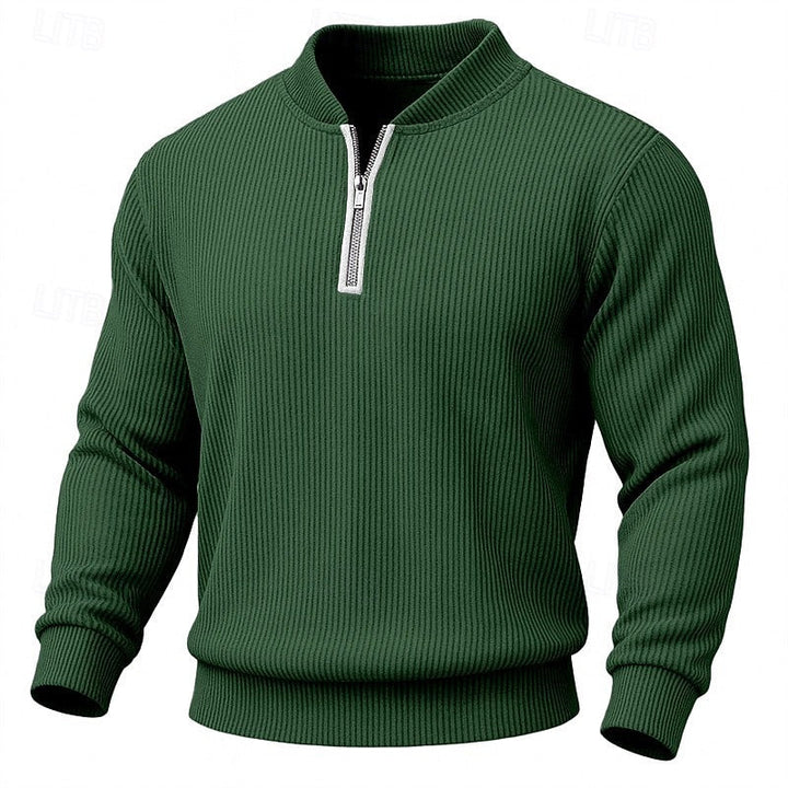 Ribbed Quarter-Zip Pullover
