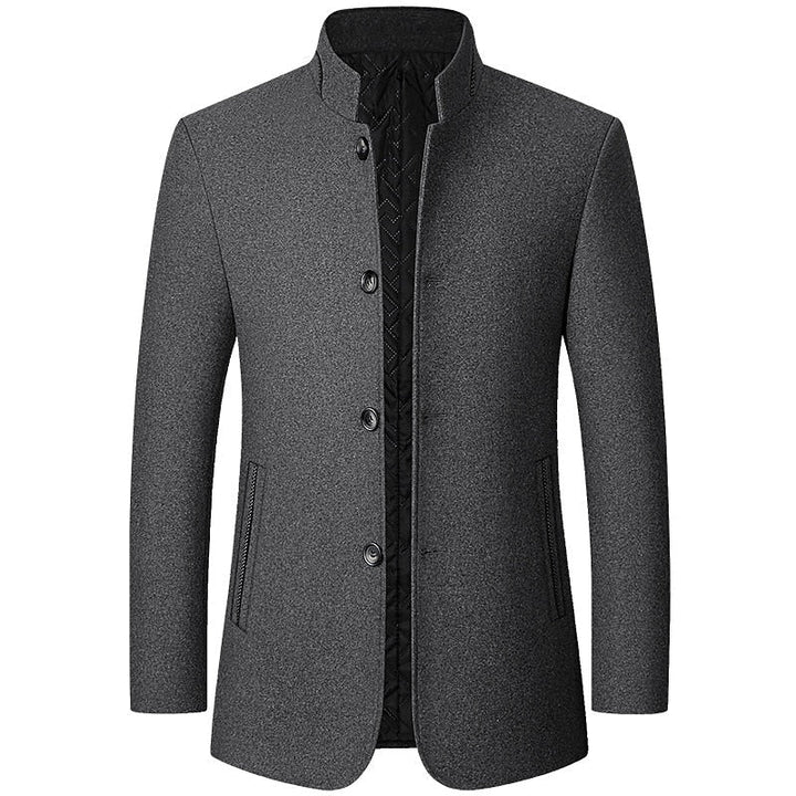 Refined Stand-Collar Overcoat
