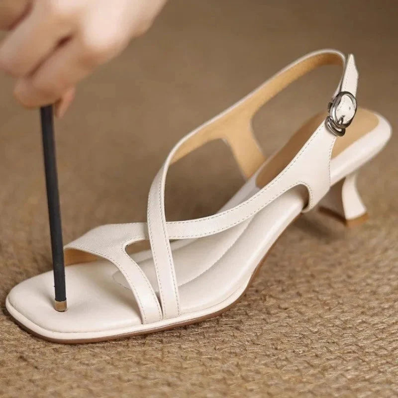 Low Kitten Heel Slingback Sandals