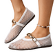 Women's Mesh Mary Jane Flats with Gold Buckle