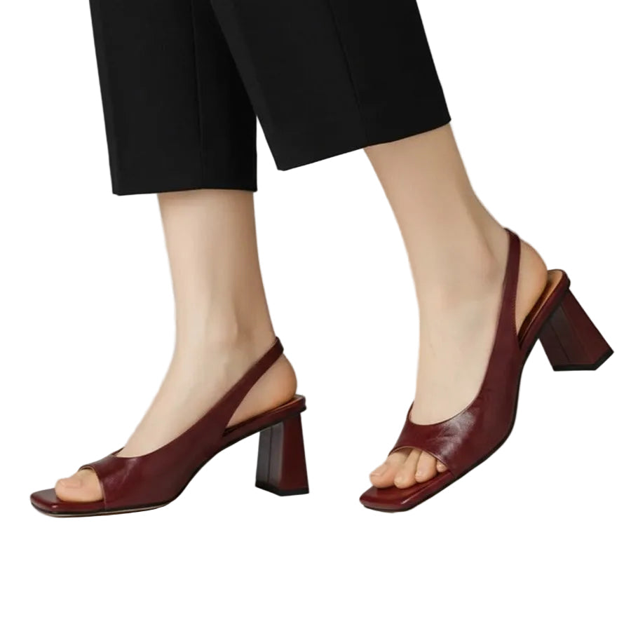 Mid Block Heel Square Toe Slingback Pump