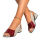 Croc-Embossed Slingback Low Wedge Heels
