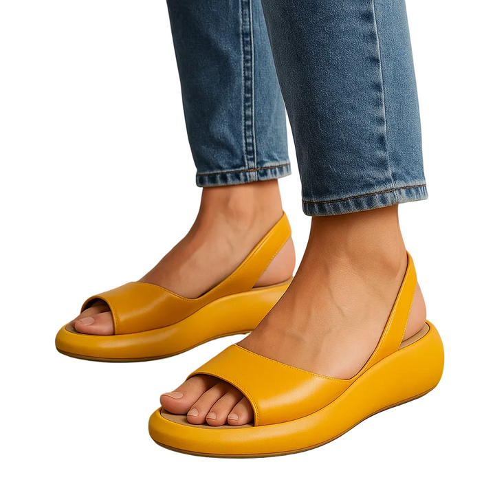 Open-Toe Slingback Low Wedge Sandals